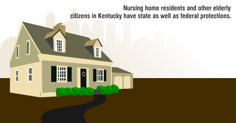 A digital rendering of a house with the text "Nursing home residents and other elderly citizens in Kentucky have state and federal protections."