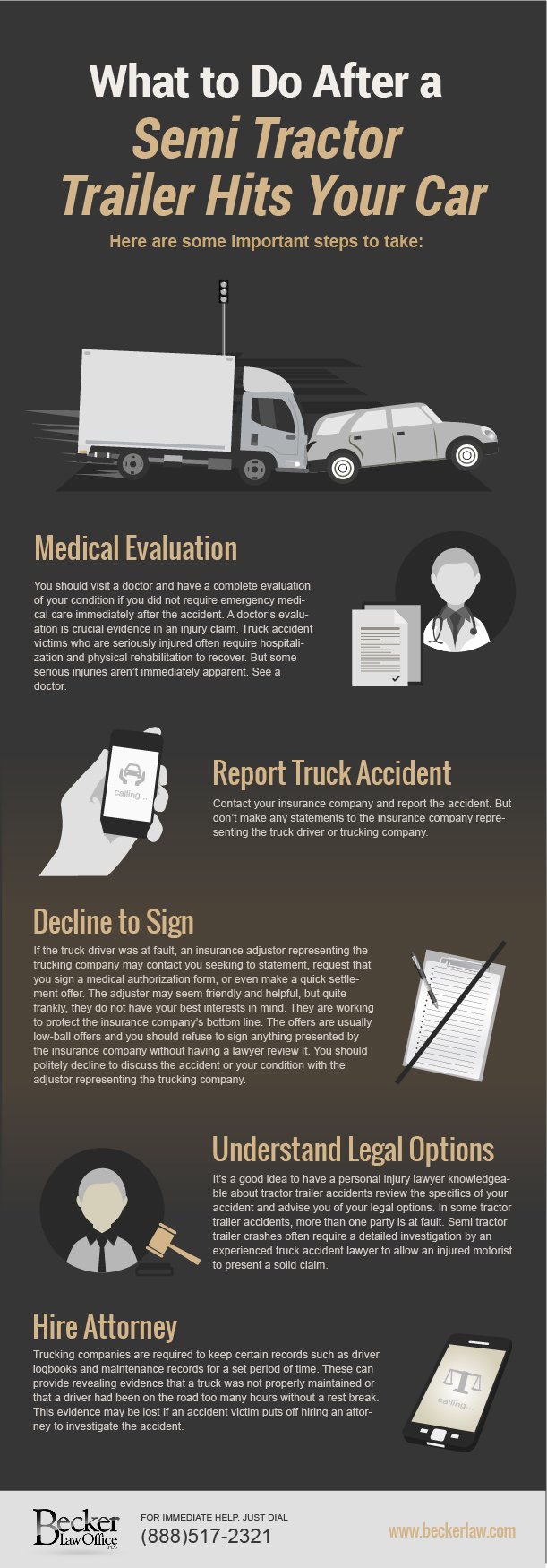 Infographic: What to do after a semi tractor trailer hits your car