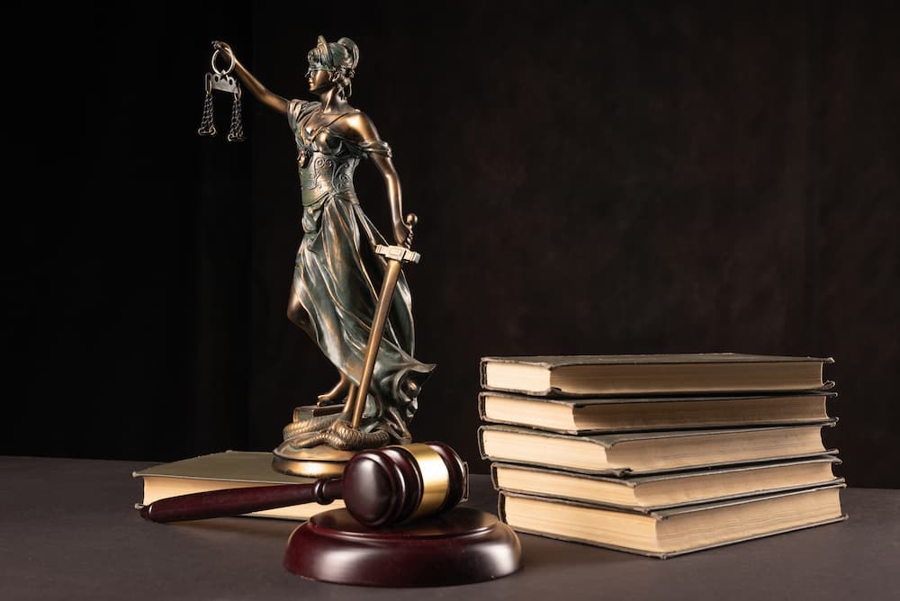 Legal imagery representing personal injury law and liability, used for content discussing who is responsible for dog bite medical bills.