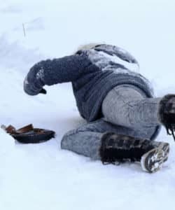 someone falling in snow