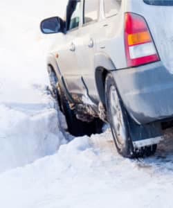 Car driving on snow in Kentucky